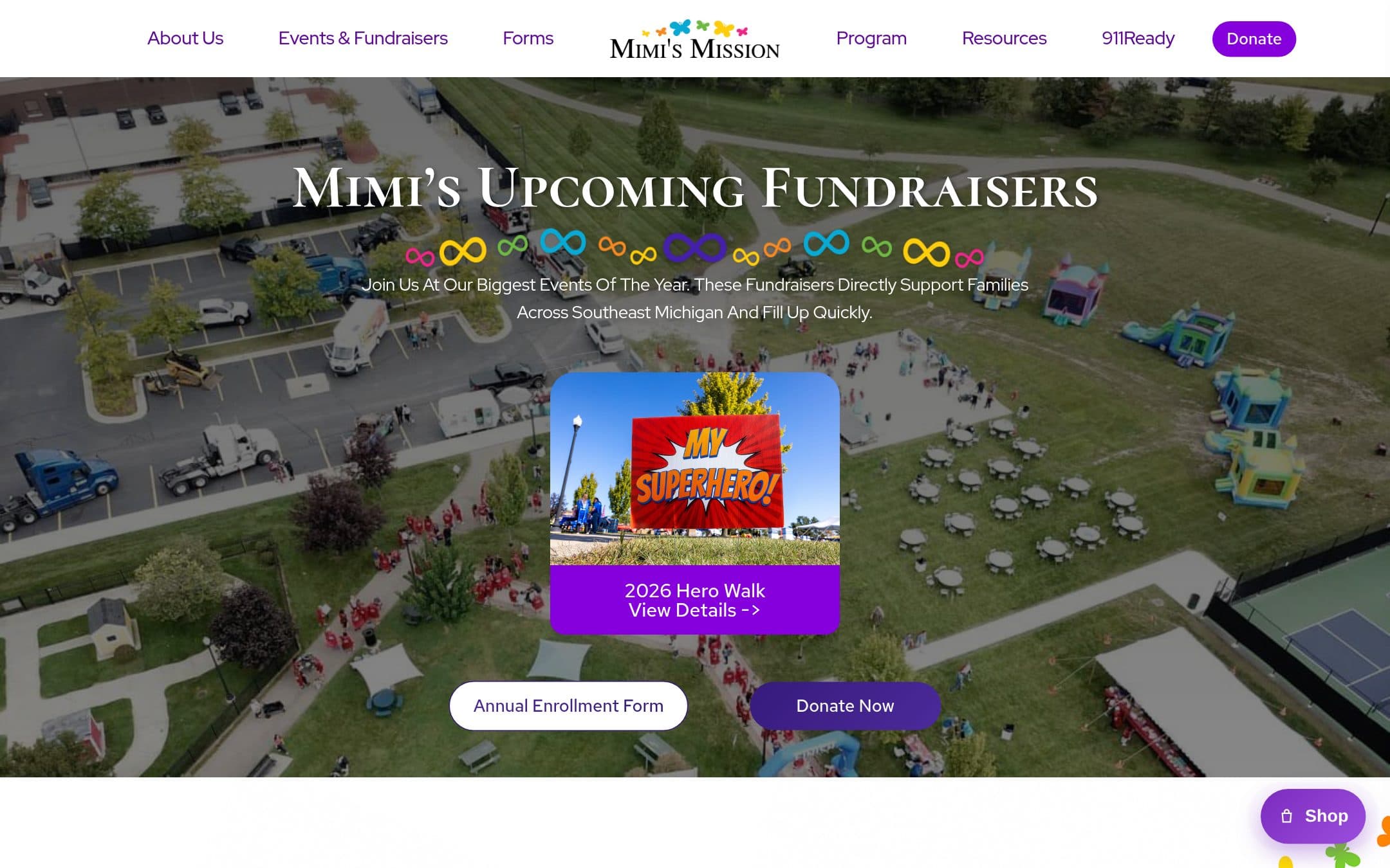 The Mimi's Mission website, as it is published today