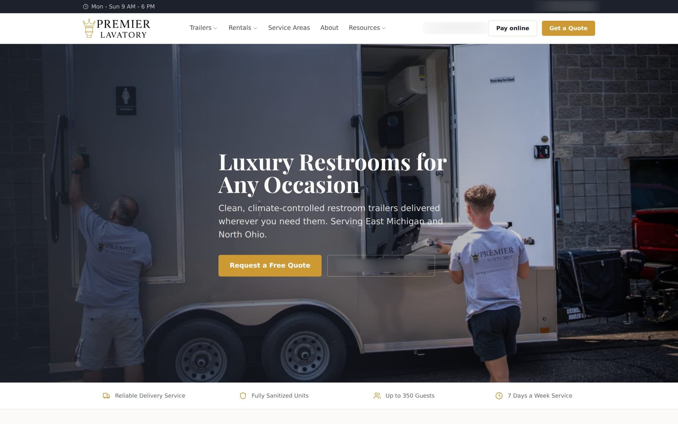 The Premier Lavatory website, as it is published today